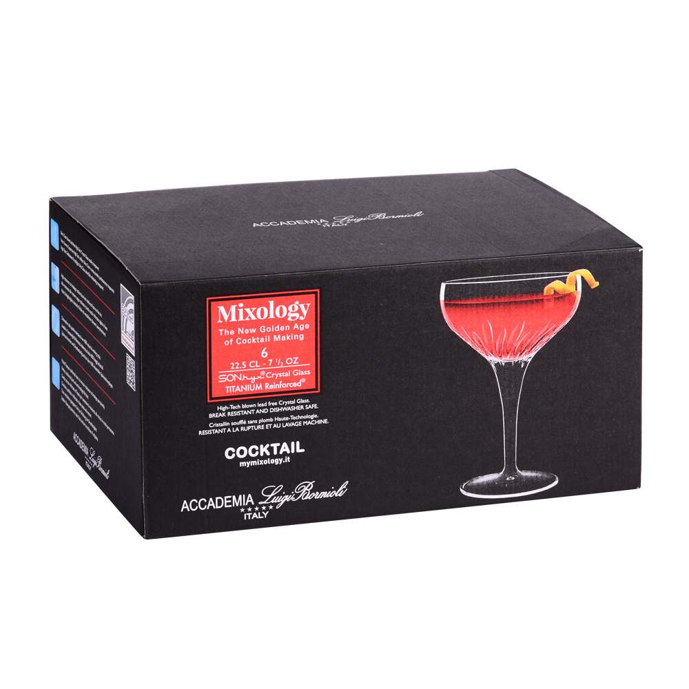 Lot de 6 verres à pied pour cocktail mixology 22 cl martini - luigi bormioli