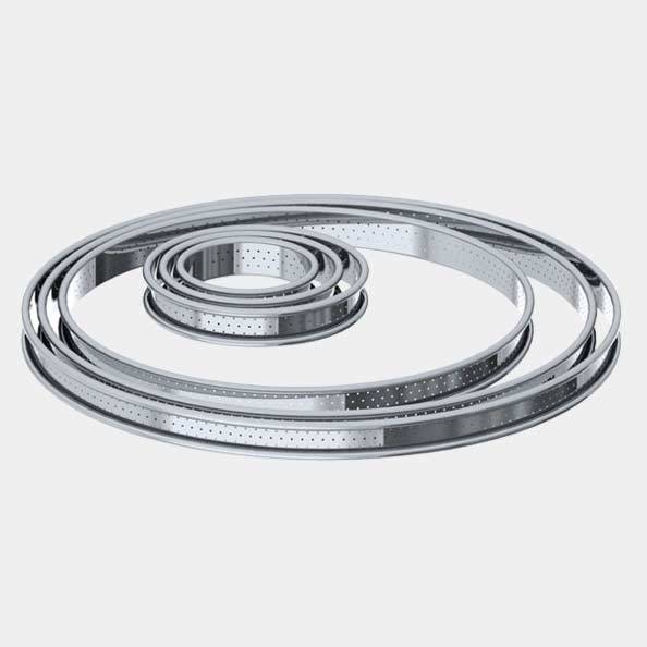 Cercle a tarte inox perfore bord roule ht 2 diam 10 cm - de buyer