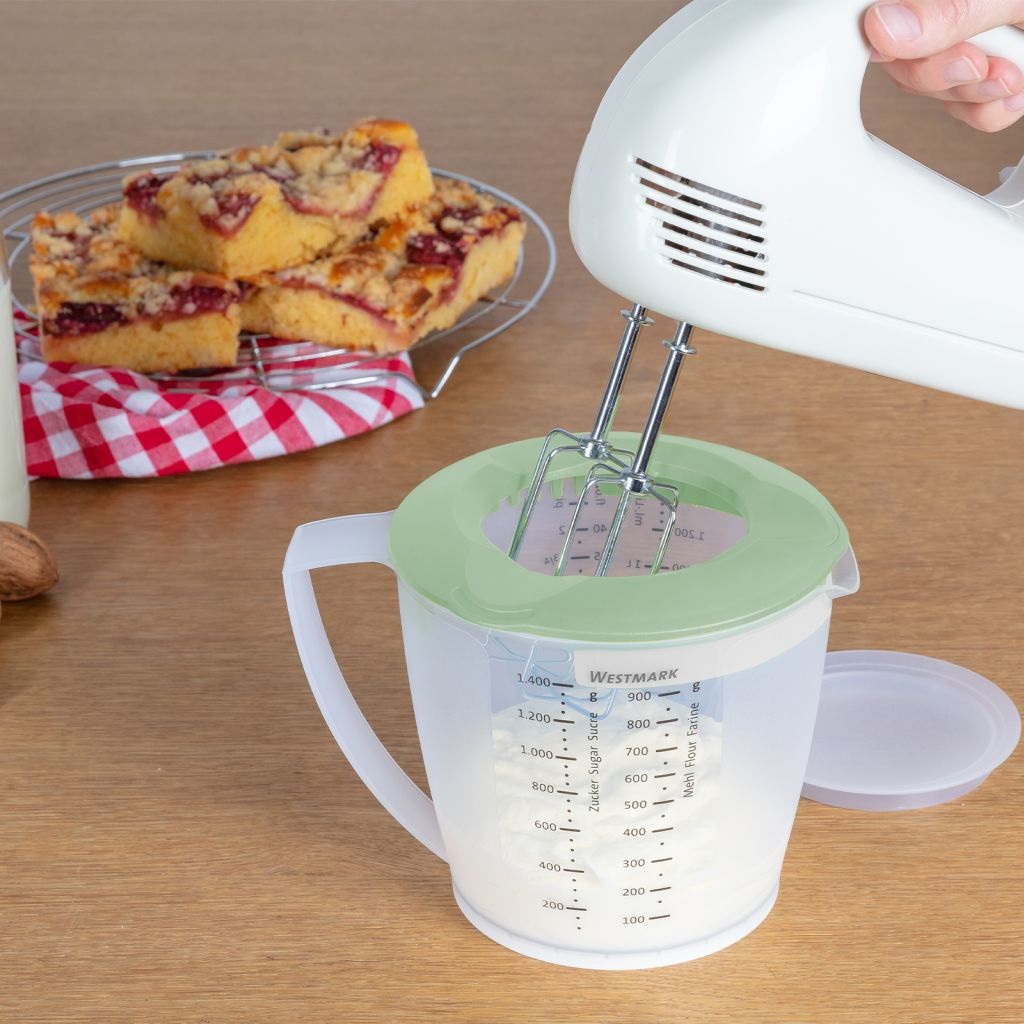 Pichet mesureur mélangeur avec couvercle en deux parties, « helena », 1,4 l, vert menthe/blanc - westmark