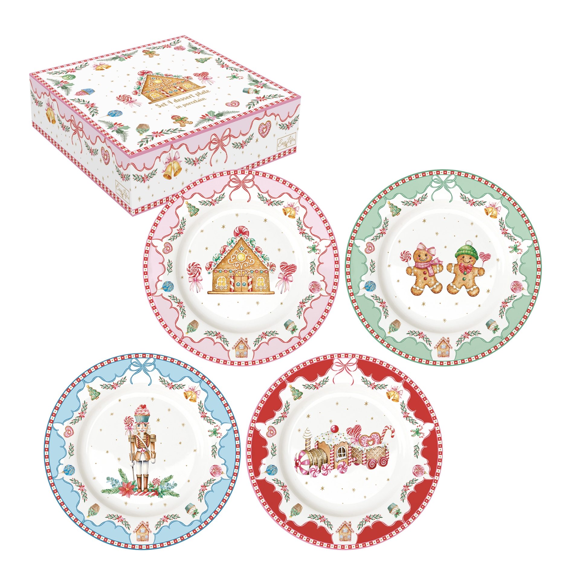 Sweet christmas, coffret 4 assiettes à dessert 19,5 cm - easylife