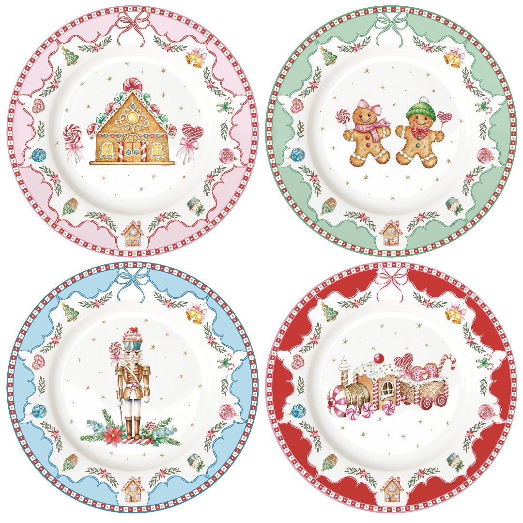 Sweet christmas, coffret 4 assiettes à dessert 19,5 cm - easylife