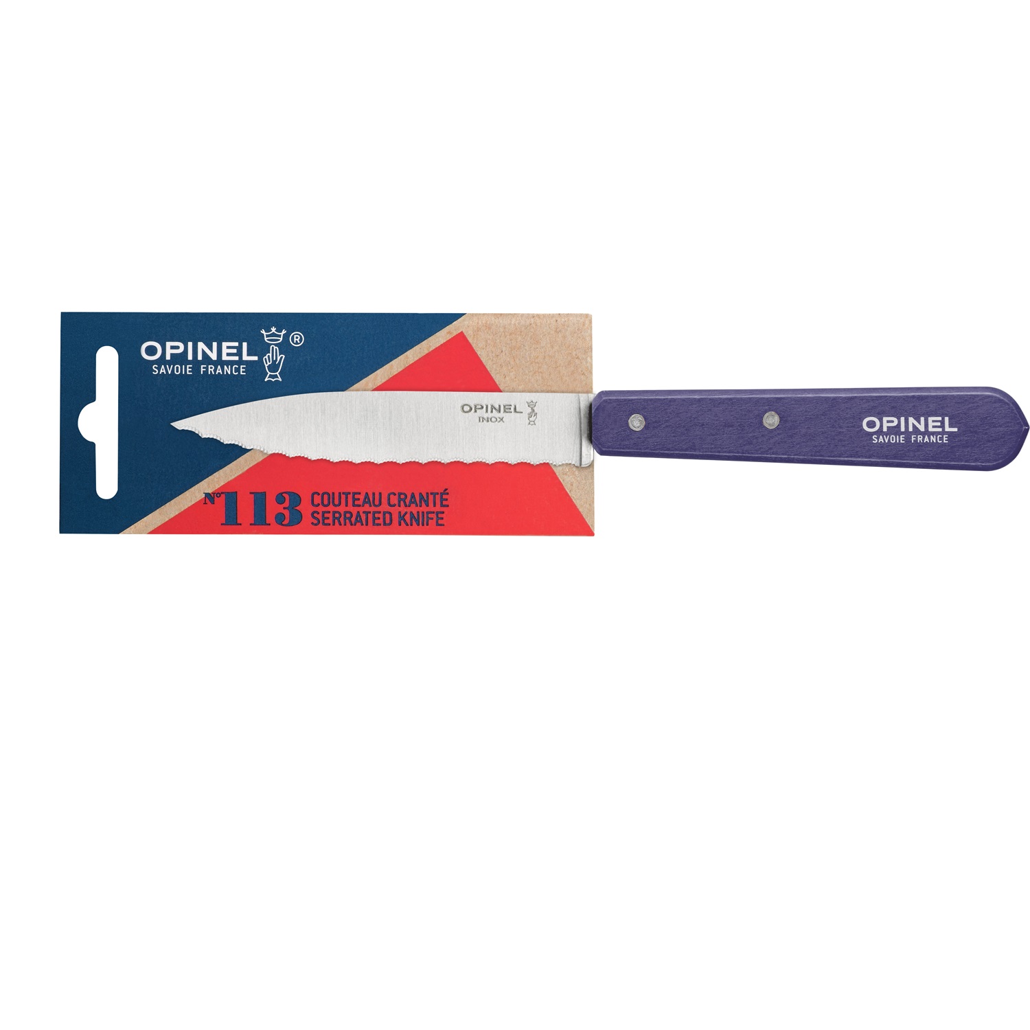 Couteau cranté à tomates 10 cm manche bois violet n°113 - opinel 