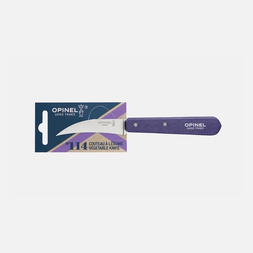 Couteau à légumes - bec d'oiseau pour tourner et éplucher manche en bois violet n°114 - opinel 