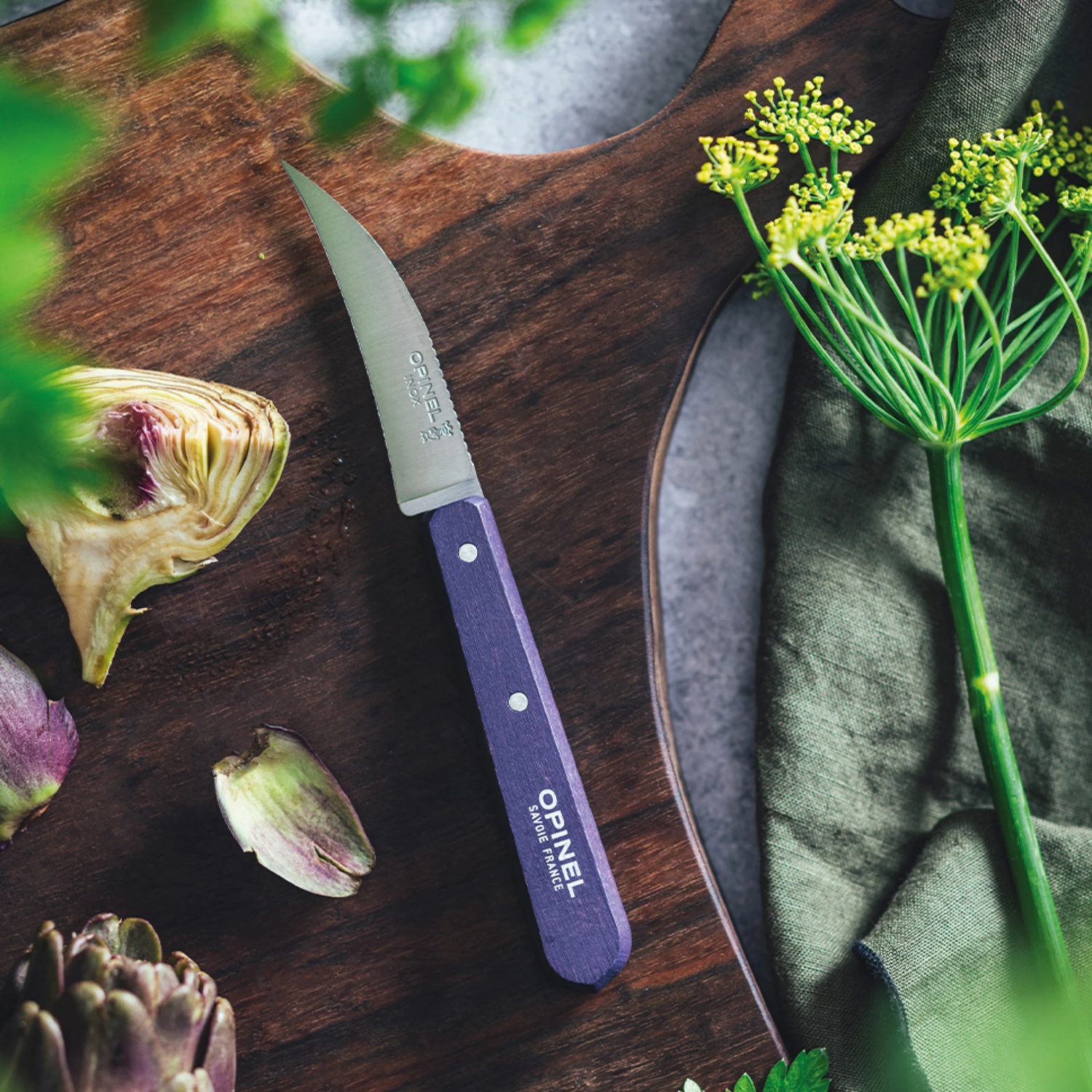 Couteau à légumes - bec d'oiseau pour tourner et éplucher manche en bois violet n°114 - opinel 