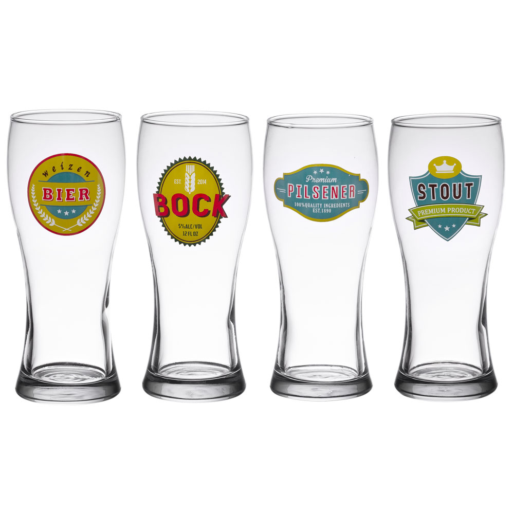 Coffret de 4 chopes à bières 50 cl décorées - table et passion