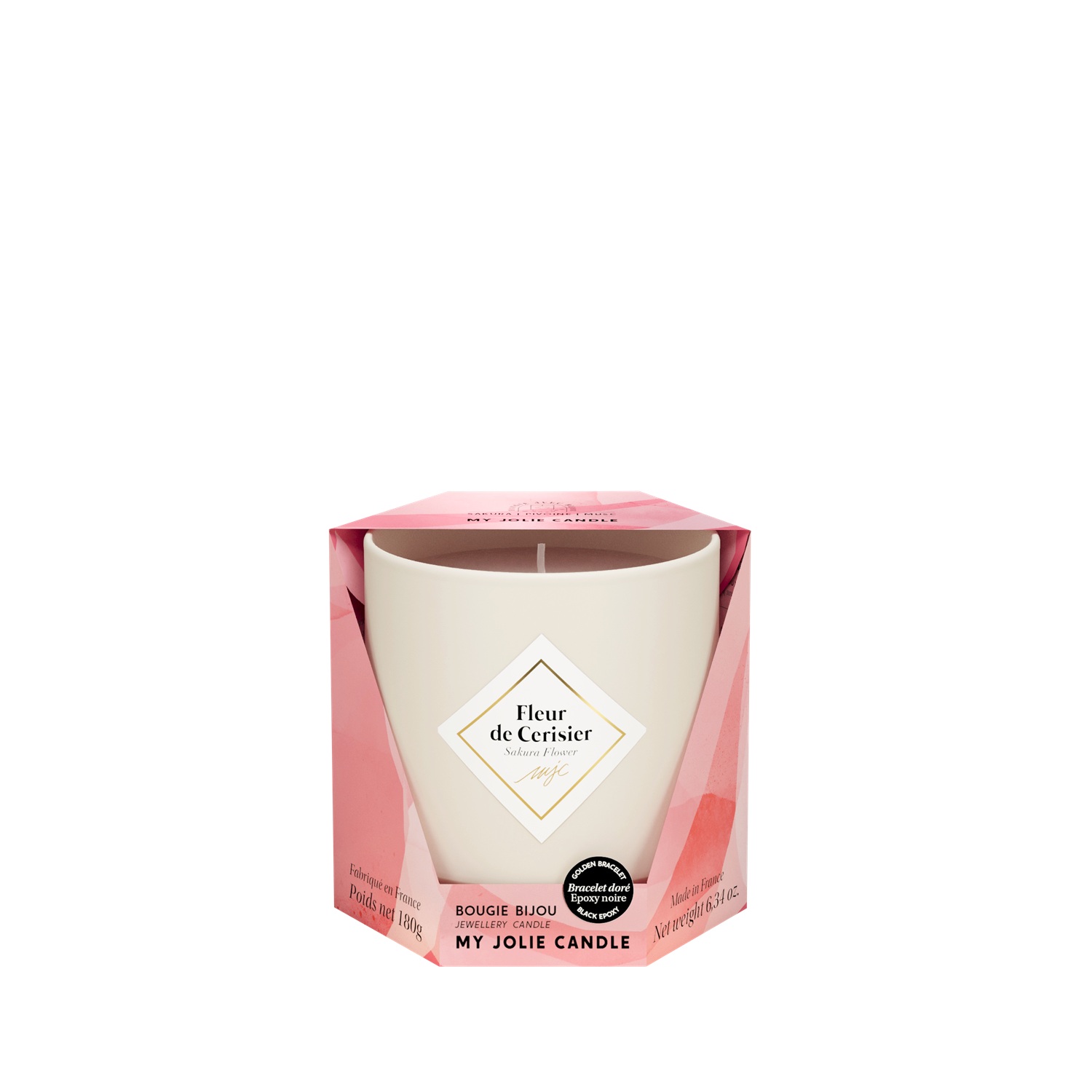 Bougie parfumée fleur de cerisier bracelet or et noir les essentielles 36h - my jolie candle