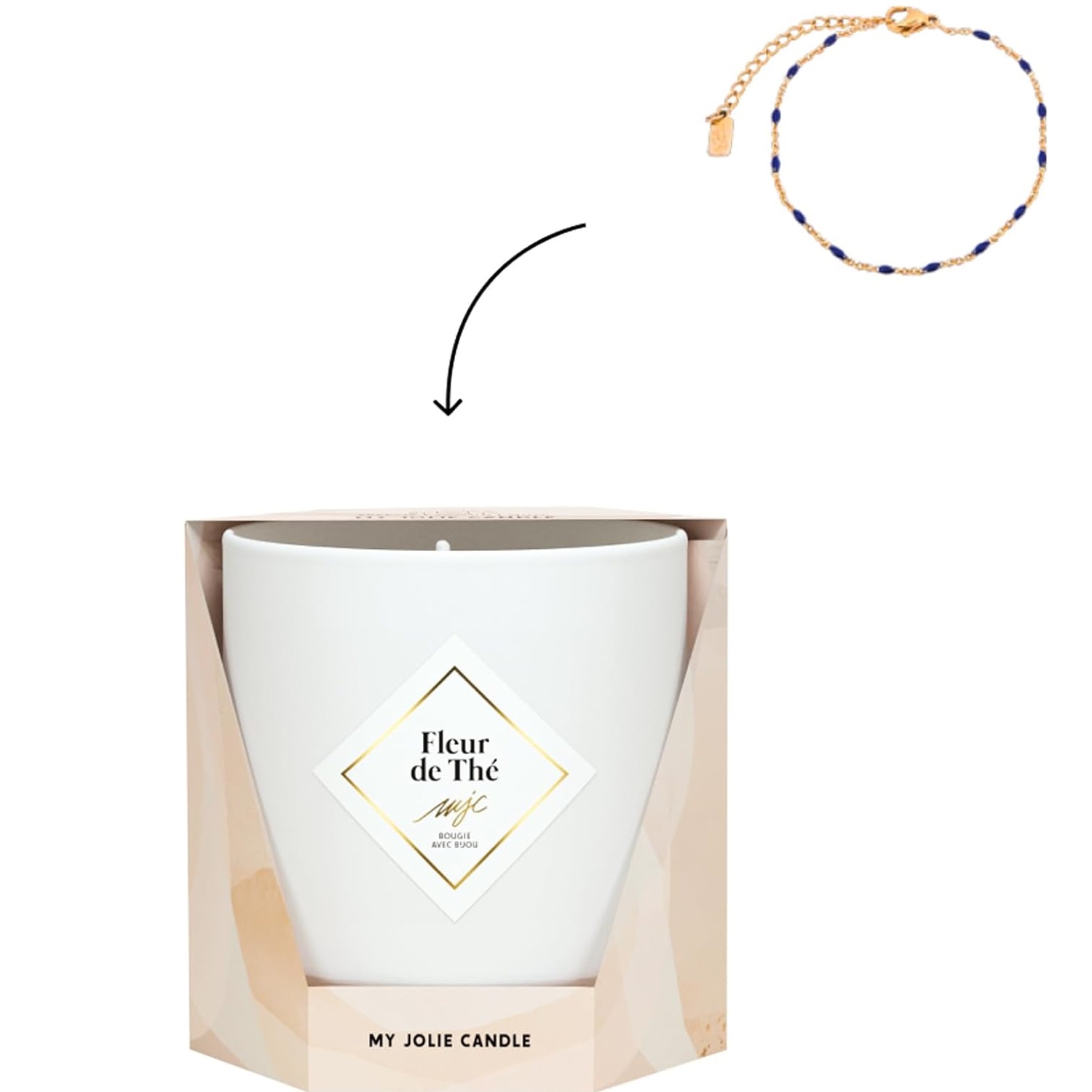 Fleur de thé bracelet or et noir les essentielles 36h - my jolie candle