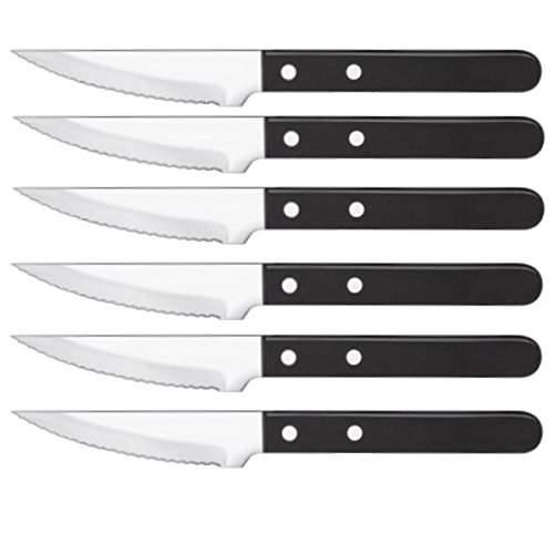Lot de 12 couteaux à steak ou pizza jumbo manche noir - amefa