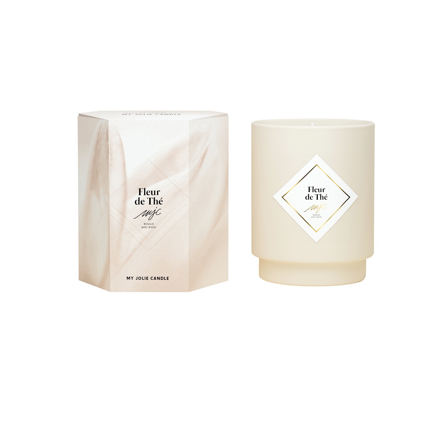 Fleur de thé bougie parfumée surprenantes avec bijou collier or 50h - my jolie candle