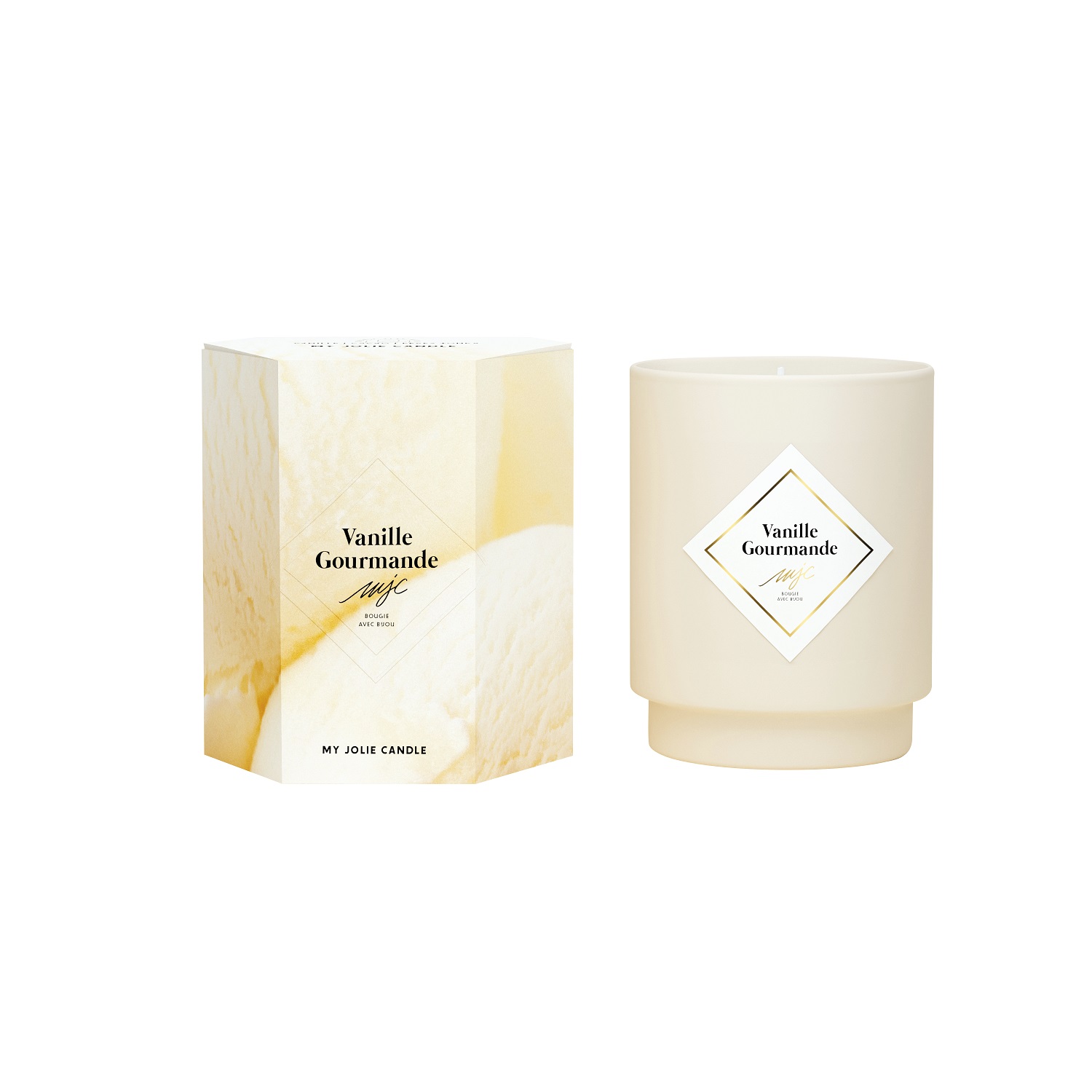 Vanille gourmande bougie parfumée surprenantes avec bijou collier argent 50h - my jolie candle