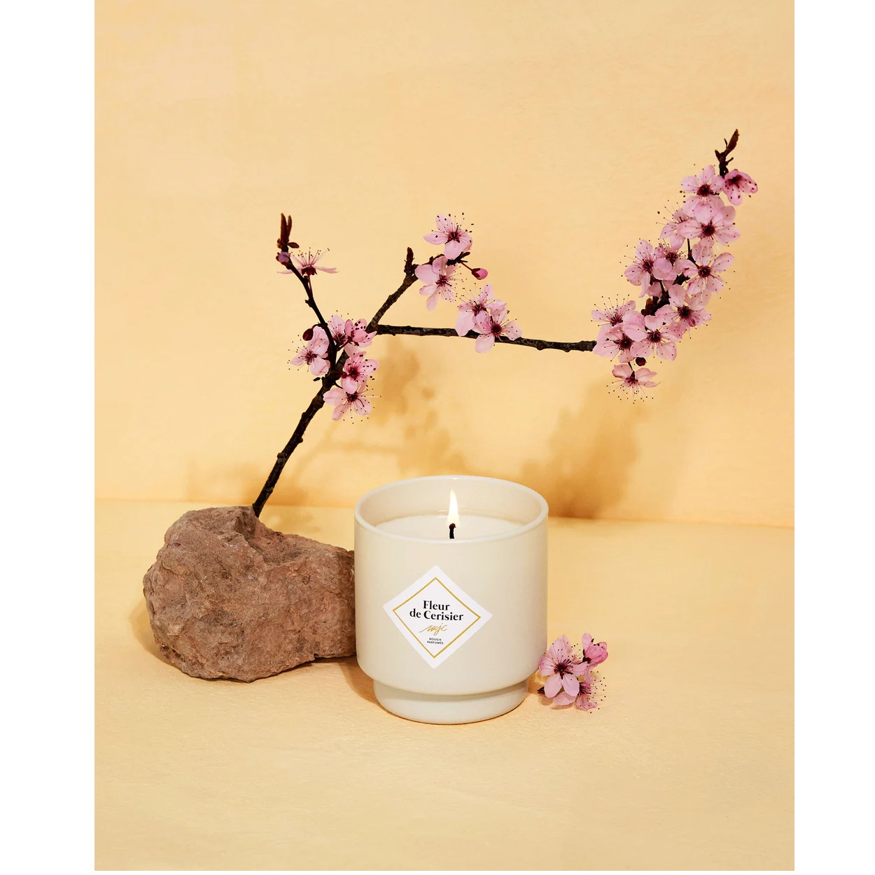 Bougie parfumée fleur de cerisier collier or et noir les essentielles 36h - my jolie candle