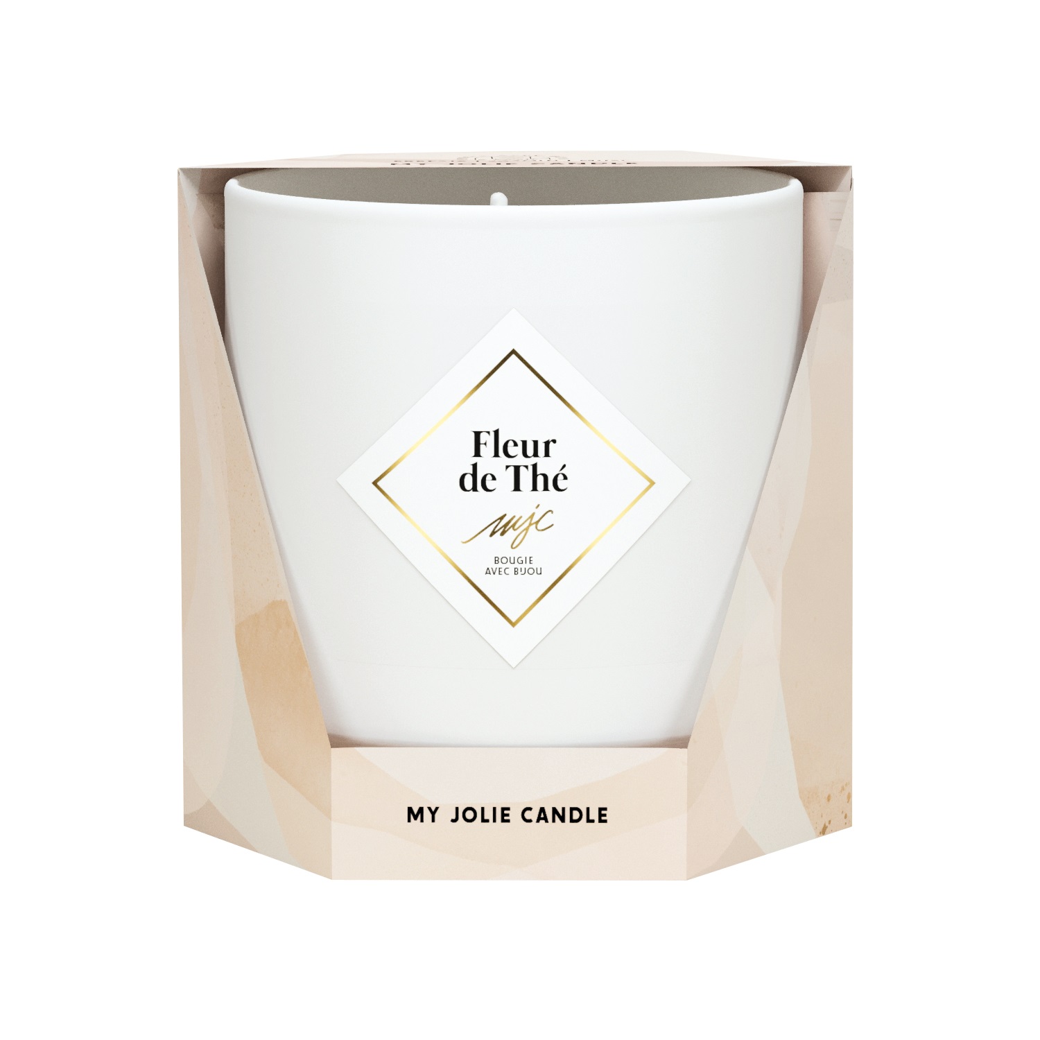 Bougie parfumée fleur de thé collier or et noir les essentielles 36h - my jolie candle