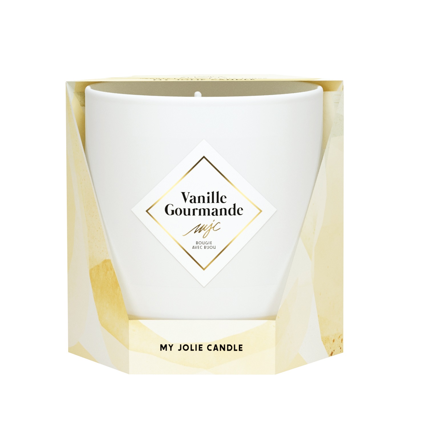 Bougie parfumée vanille gourmande collier or et noir les essentielles 36h - my jolie candle