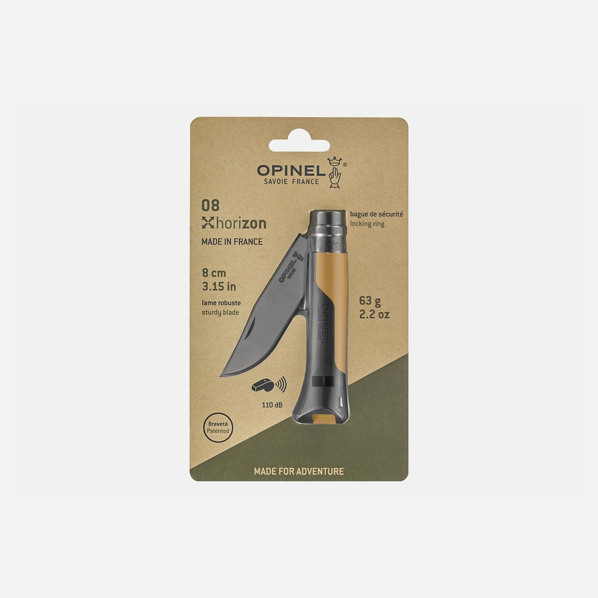 Couteau de poche pliable, n°08 horizon moutarde black - opinel 