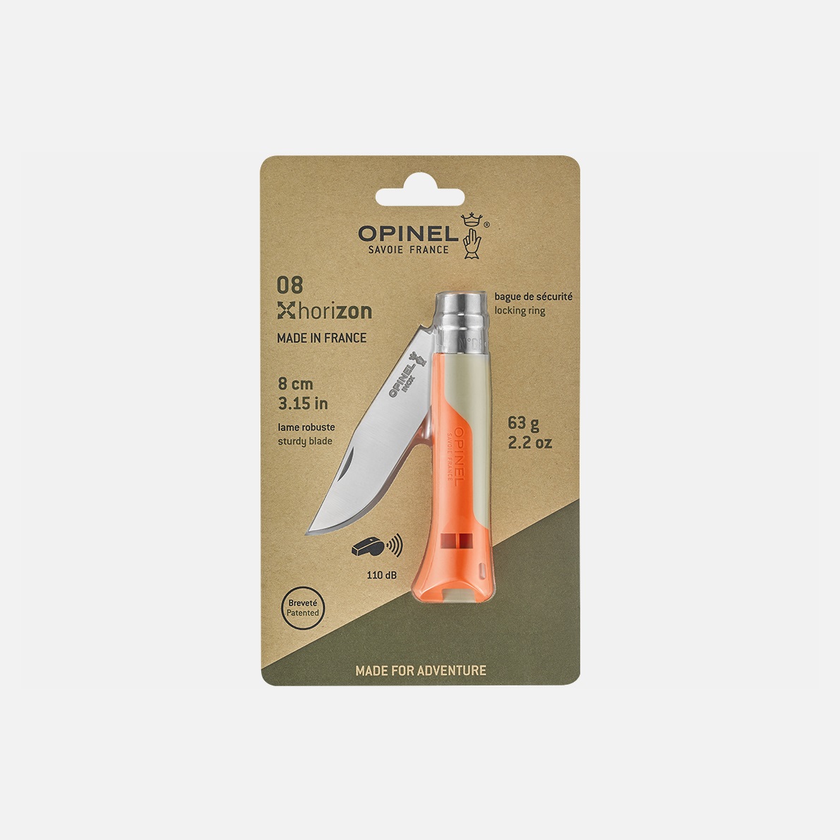 Couteau de poche pliable, n°08 horizon sable orange - opinel 