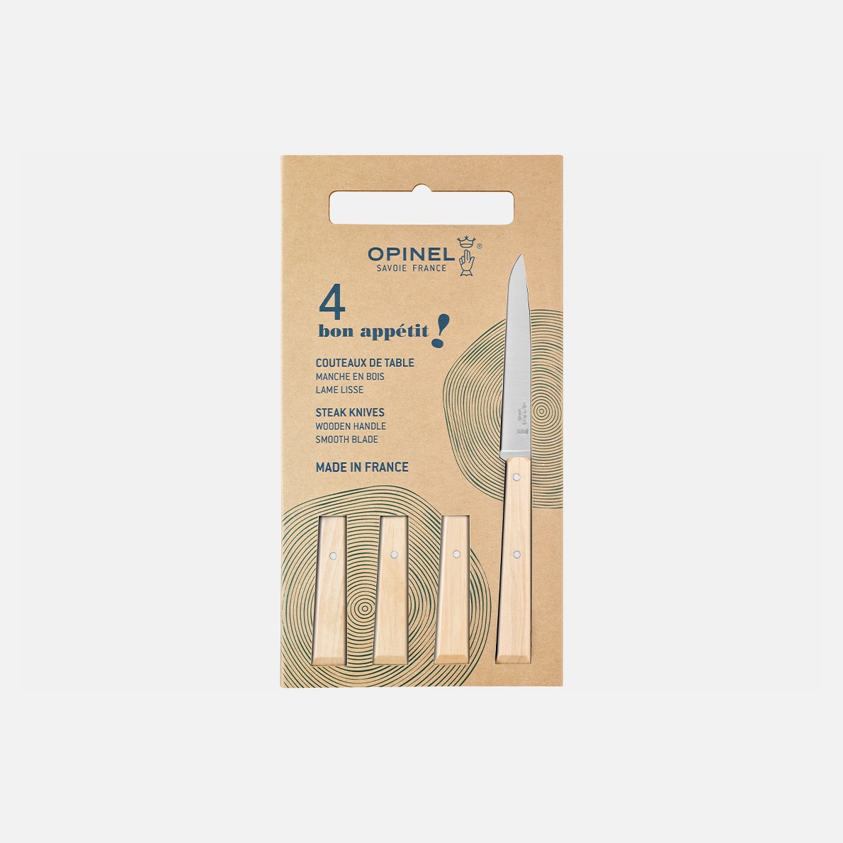 Coffret de 4 couteaux de table n°125 bon appétit charme - opinel 
