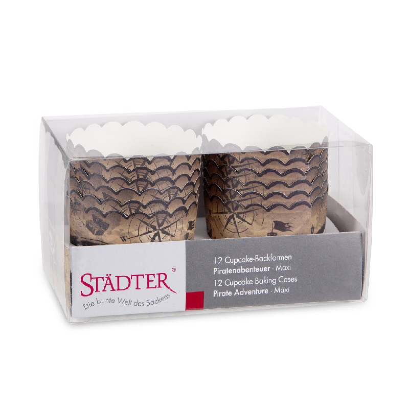 Lot de 12 caissettes cupcake cups en papier "pirates"- stadter