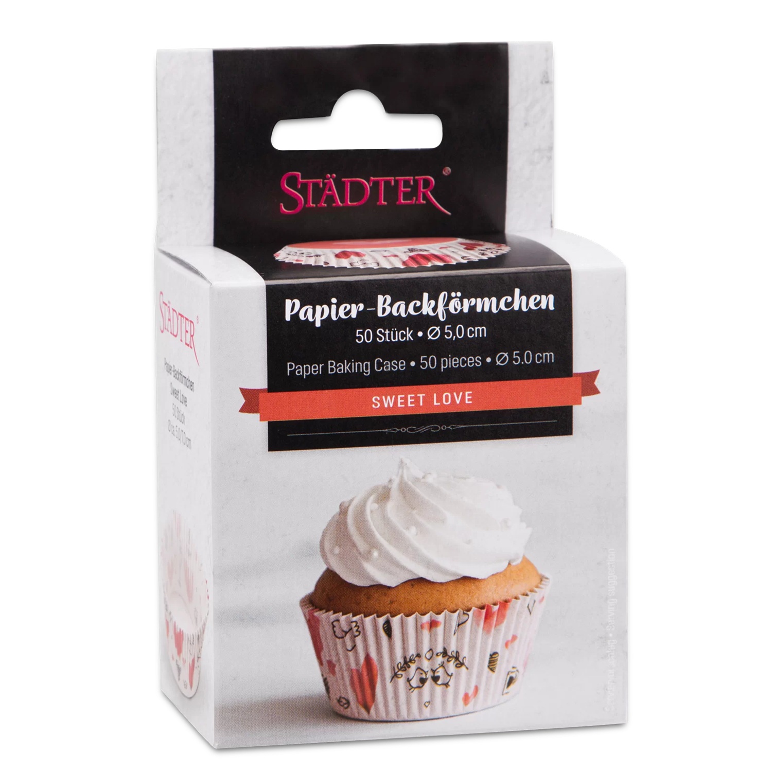 Lot de 50 caissettes en papier à usage unique pour muffins ø7 cm sweet love - staedter