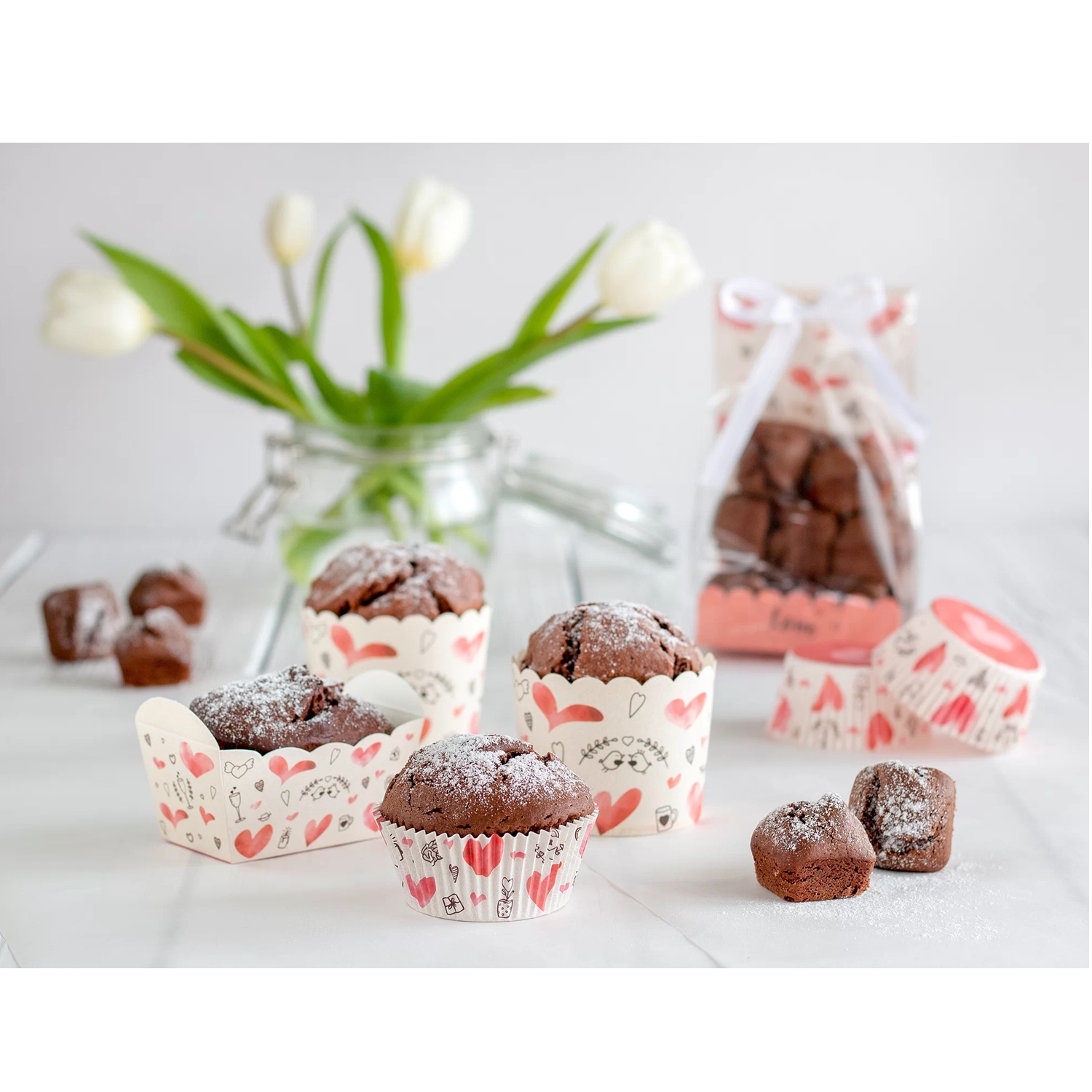 Lot de 50 caissettes en papier à usage unique pour muffins ø7 cm sweet love - staedter