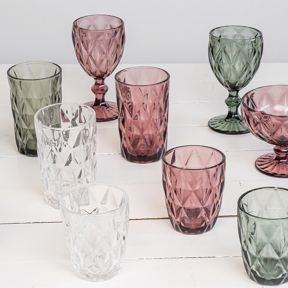 Lot de 6 verres gobelets bas 24 cl diamond gris- table et passion