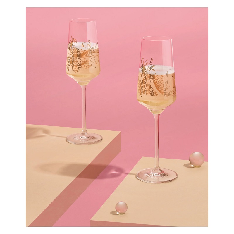 Lot de 2 verres a prosecco touche rose koi et paon si scott 01 2021- ritzenhoff