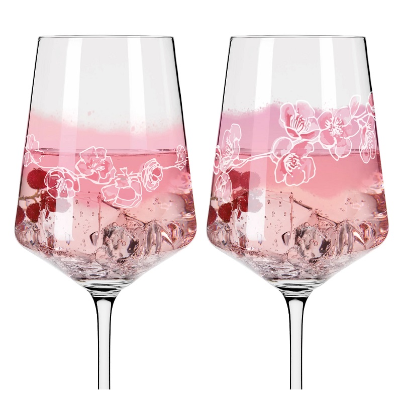 Lot de 2 verres à apéritif sommer sonnet fleurs de cerisiers et d'amandiers romi bohnenberg 2020 - ritzenhoff
