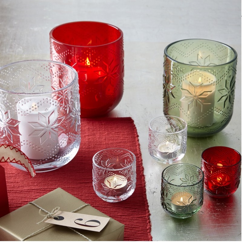 Photophore en verre transparent nordico 17 cm - leonardo