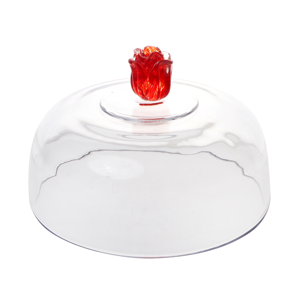 Présentoir à gateau, cloche sur pied rose en verre 30 cm - table et passion