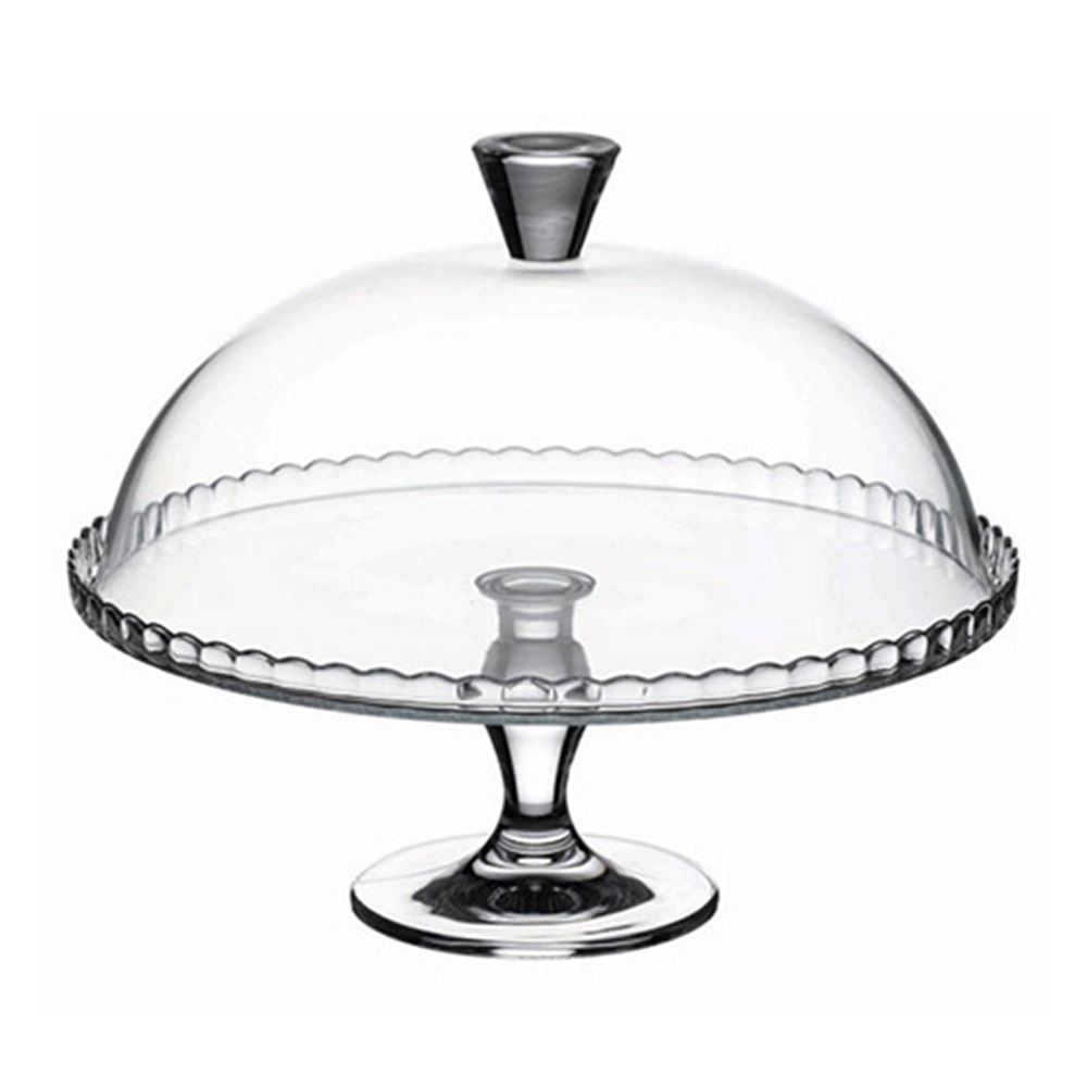 Présentoir à gâteau sur pied 32 cm et sa cloche en verre - table et passion