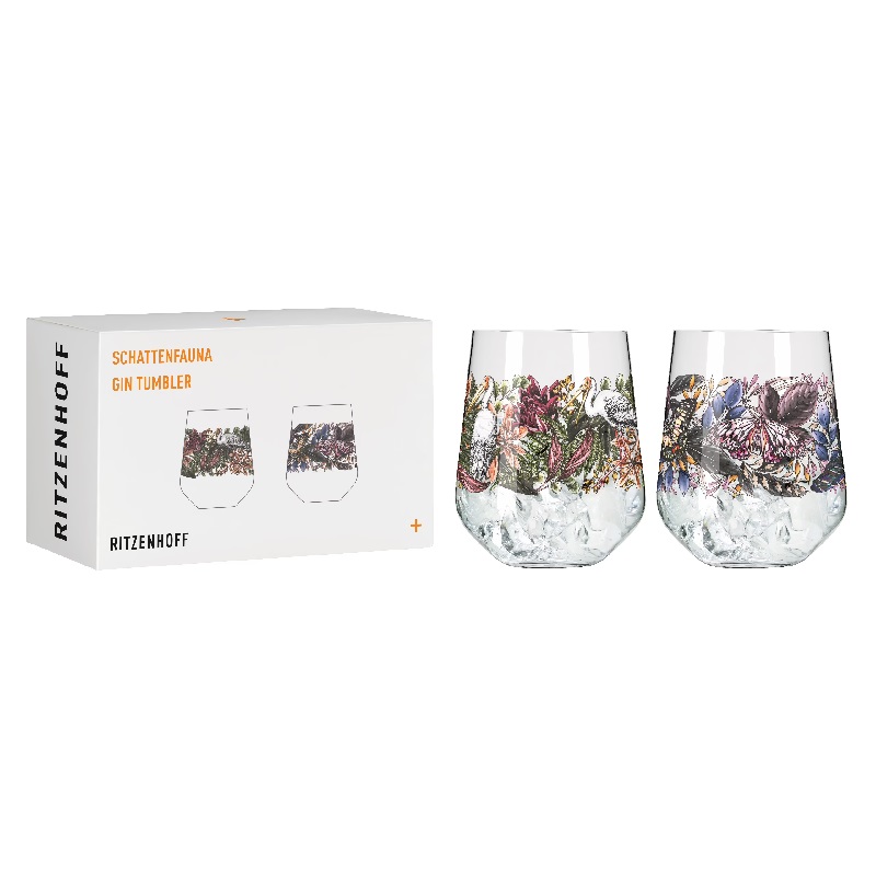 Lot de 2 verres gin faune de l'ombre cigogne papillon maggie interiors - ritzenhoff 