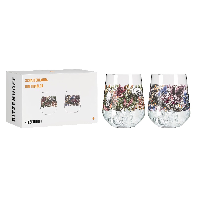 Lot de 2 verres gin faune de l'ombre cigogne papillon maggie interiors - ritzenhoff 