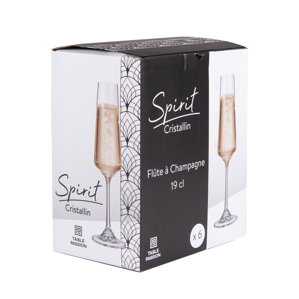 Lot de 6 flûtes à champagne spirit 19 cl - table et passion