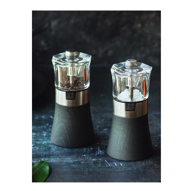 Moulin a sel en bois oslo gris graphite 12 cm - peugeot saveurs