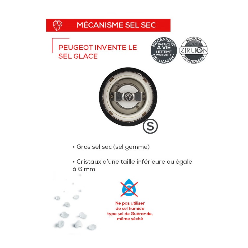 Paris chef cuivré moulin à sel manuel en inox, u'select, 22 cm - peugeot saveurs