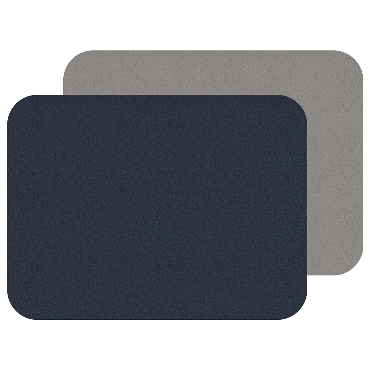 Lot de 2 sets de table rectangulaires en simili cuir réversible bleu marine et gris - freeform