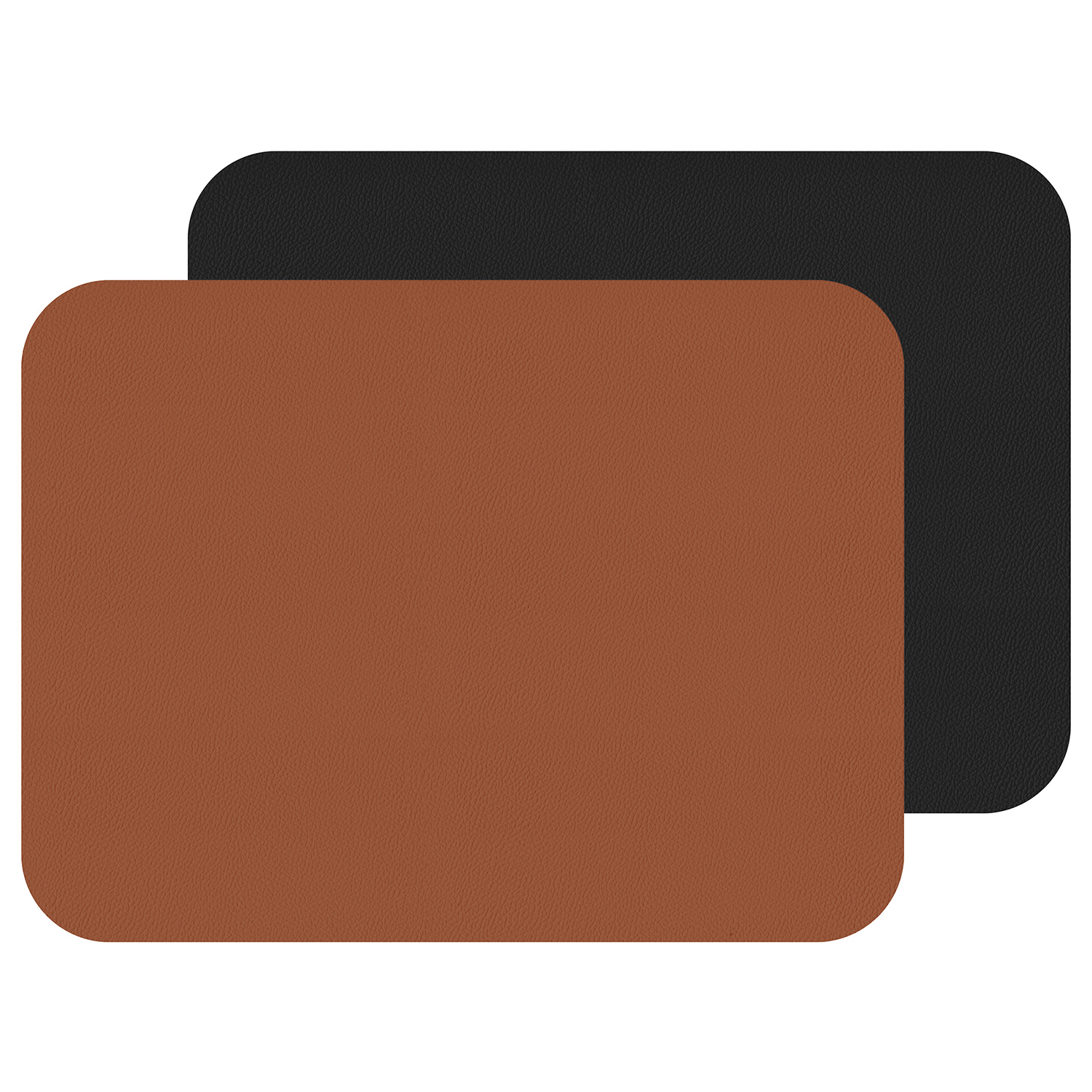 Lot de 2 sets de table rectangulaires en simili cuir réversible brique et noir - freeform
