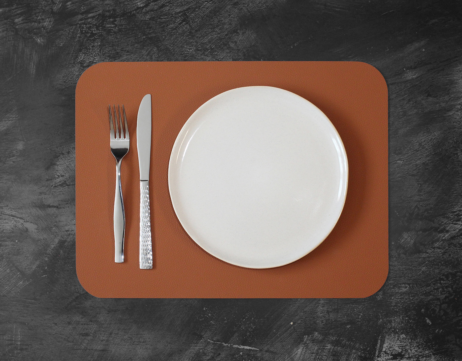 Lot de 2 sets de table rectangulaires en simili cuir réversible brique et noir - freeform