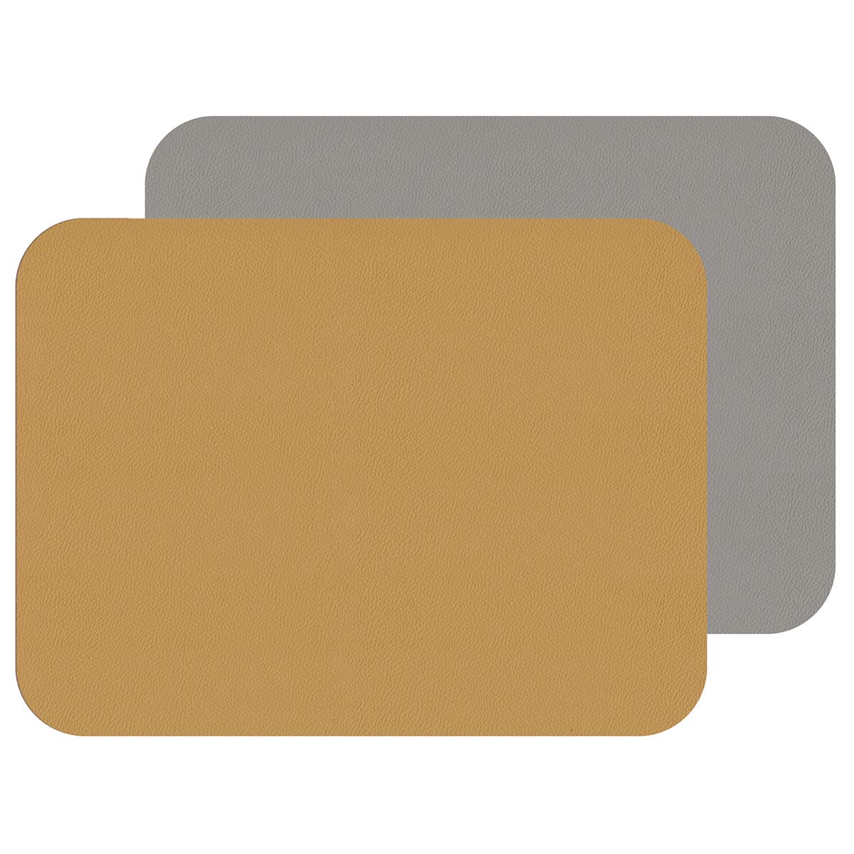 Lot de 2 sets de table rectangulaires en simili cuir réversible jaune moutarde et gris - freeform