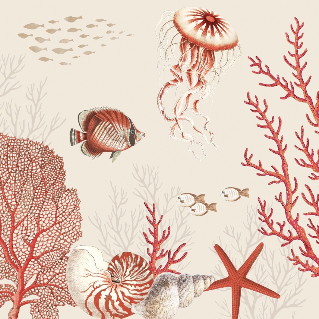 Corail reef - paquet de 20 serviettes en papier 33 x 33 cm - easylife