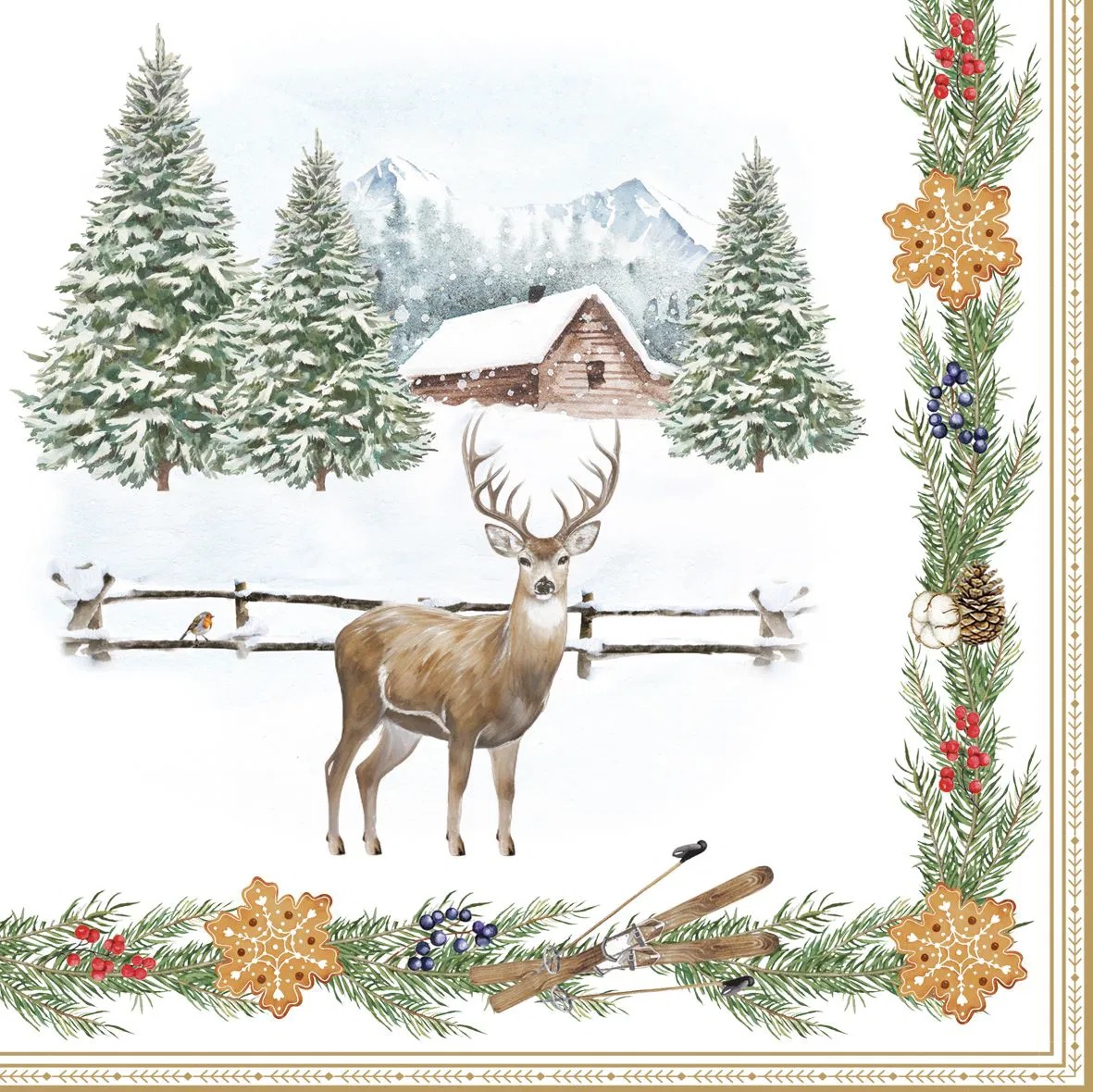White forest - paquet de 2 serviettes en papier 33 x 33 cm - easylife