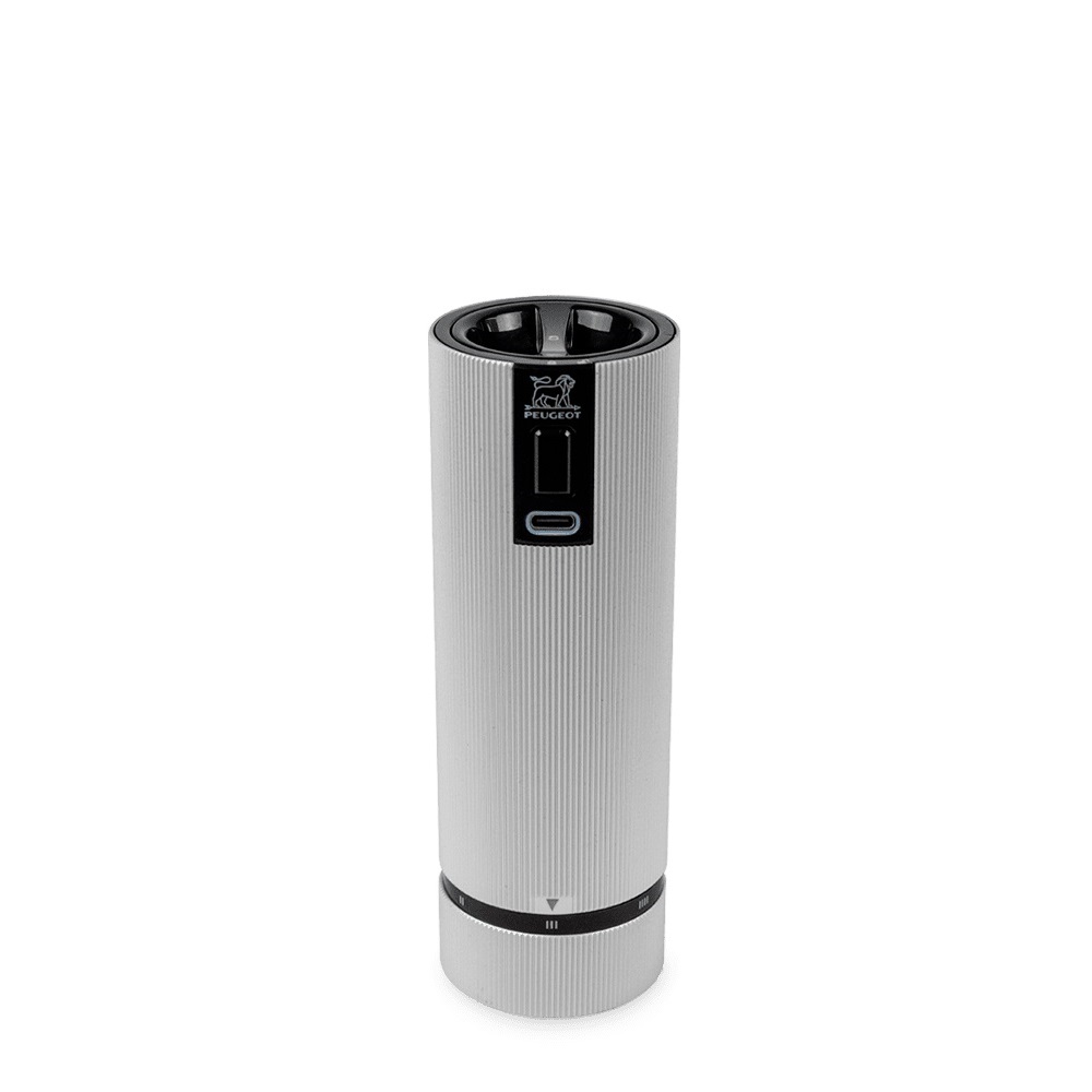 Line moulin à sel electrique rechargeable u'select, batterie lithium-ion, aluminium, 15 cm - peugeot saveurs