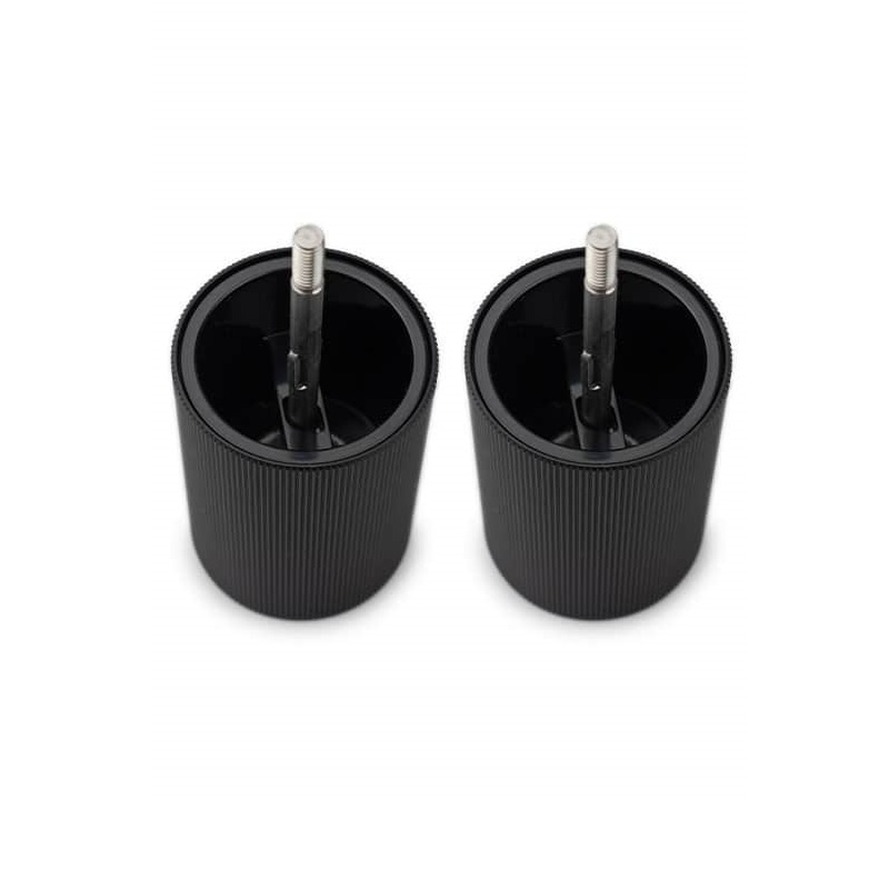 Coffret cadeau line noir mat 12 cm - duo de moulins à poivre et à sel manuels night chic et son entonnoir en inox - peugeot saveurs