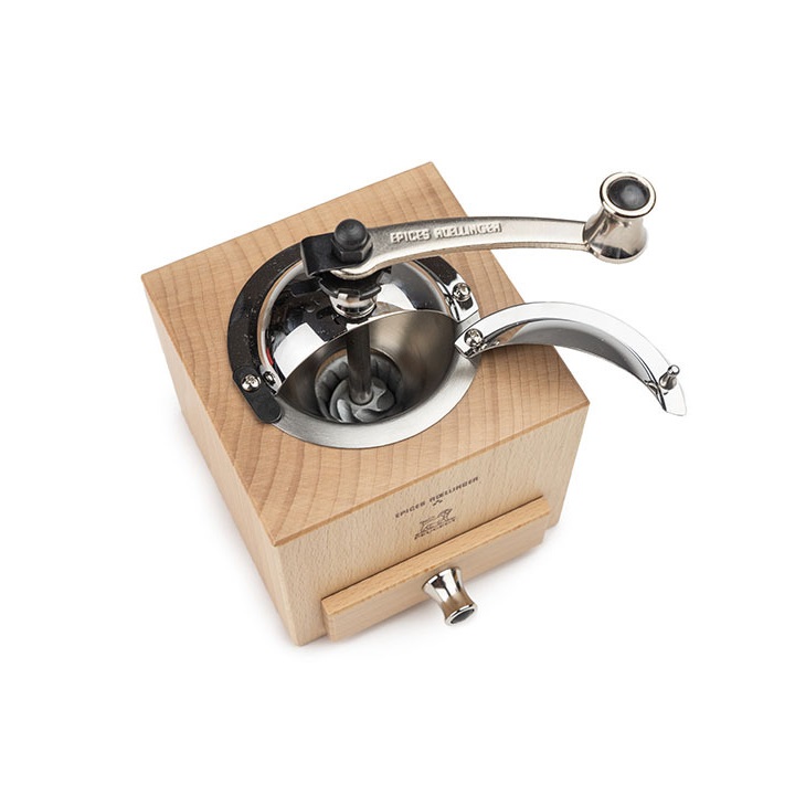 Moulin à poivre manuel en bois avec manivelle, naturel, 13 cm le moulin d'olivier roellinger - peugeot saveurs