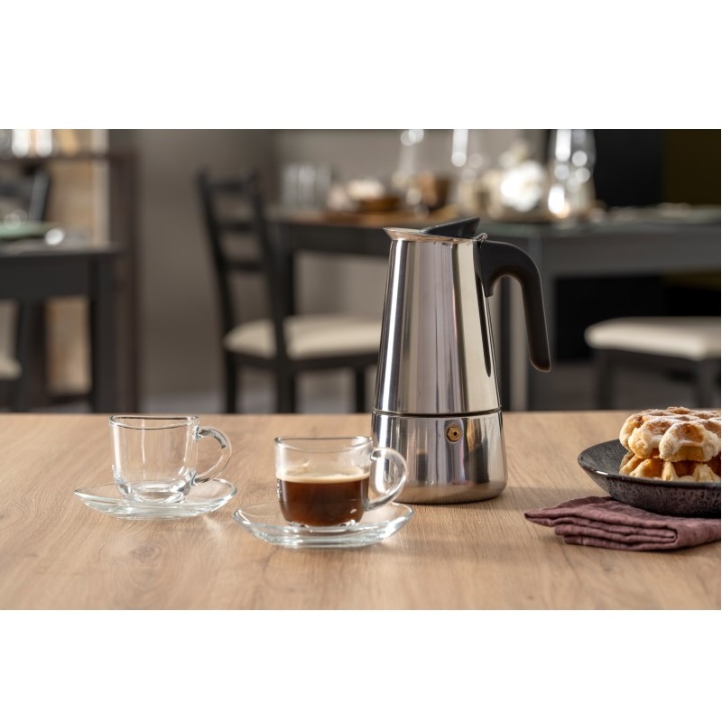 Set expresso- cafetiere italienne avec 2 tasses - leonardo