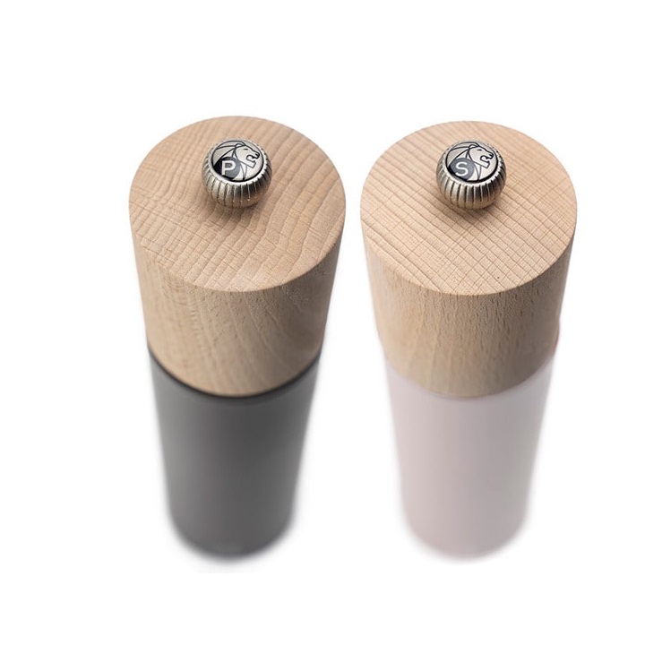 Coffret cadeau - duo de moulins à poivre et à sel boreal 21 cm et son entonnoir en silicone - peugeot saveurs