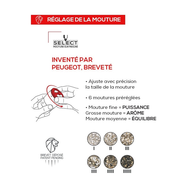 Bar à poivres - moulin à poivre u'select accompagné de 3 grands crus de poivres, de 3 réservoirs interchangeables, noir - peugeot saveurs