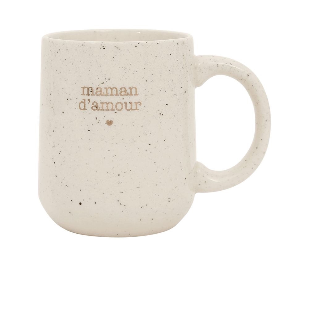 Mug en grès "maman" bonheur étoile blanc et doré 35 cl - sema