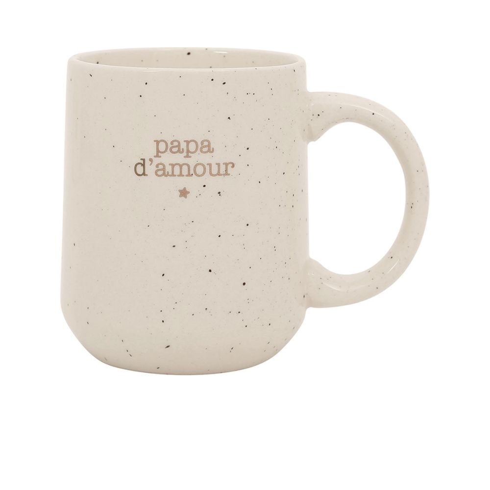 Mug en grès "papa" bonheur étoile blanc et doré 35 cl - sema