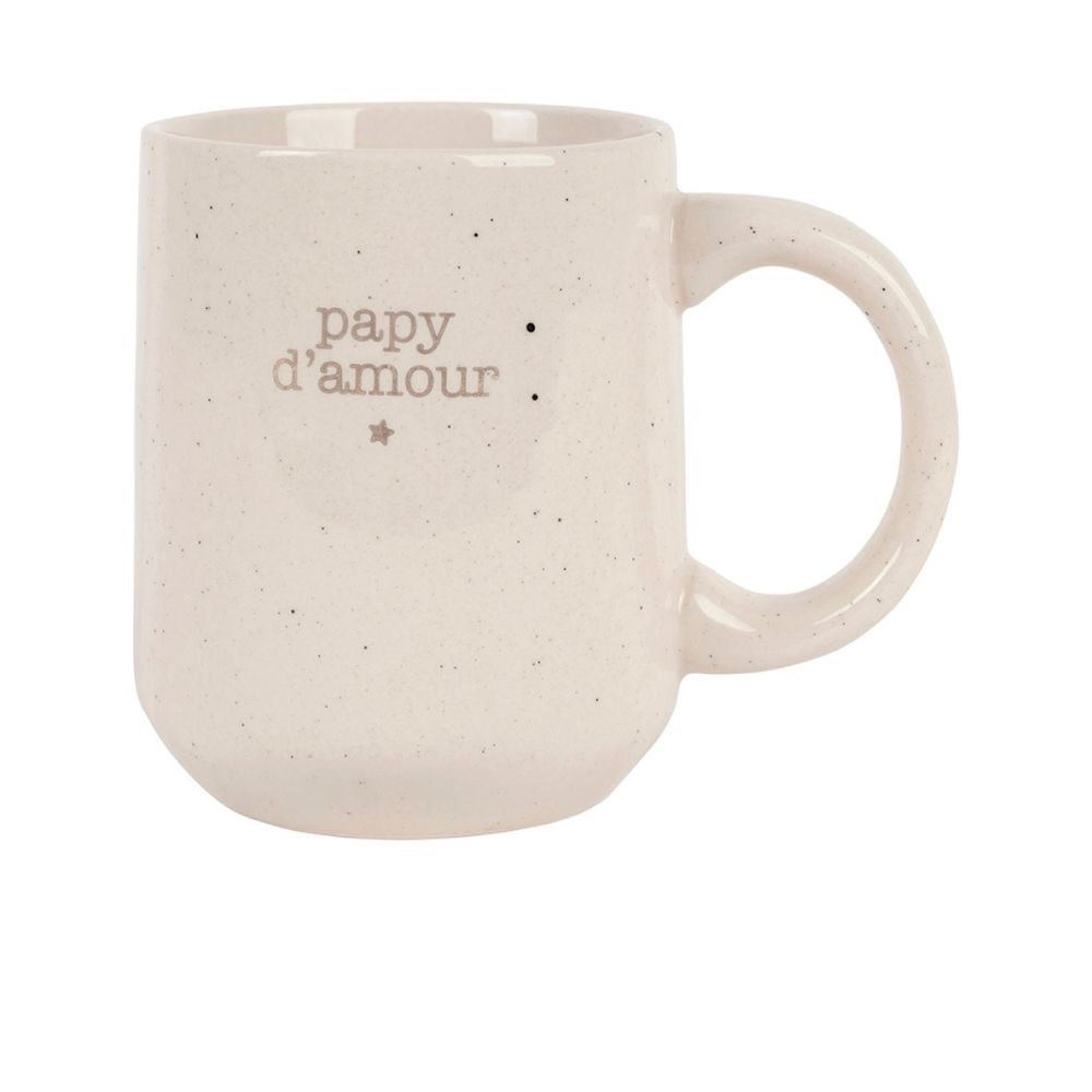 Mug en grès "papy" bonheur étoile blanc et doré 35 cl - sema