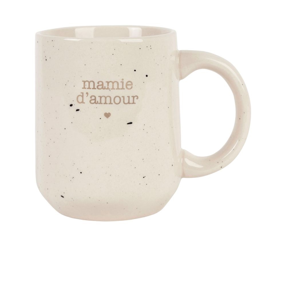 Mug en grès "mamie" bonheur étoile blanc et doré 35 cl - sema
